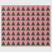Abstracte groene bomen op roze kerst cadeaupapier (Vlak)