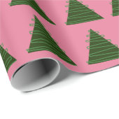Abstracte groene bomen op roze kerst cadeaupapier (Rol Hoek)