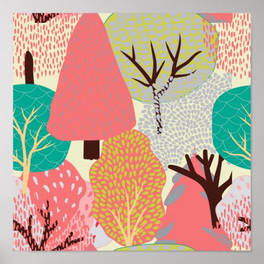 Abstracte groene bomen poster (Voorkant)
