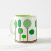 Abstracte groene bomen tweekleurige koffiemok (Voorkant links)
