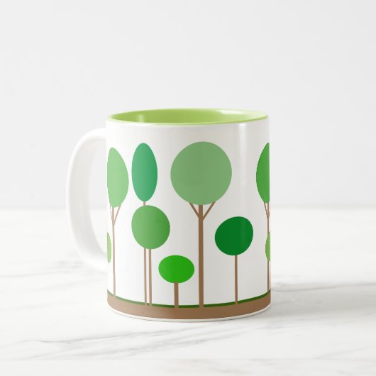 Abstracte groene bomen tweekleurige koffiemok (Voorkant links)