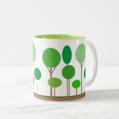Abstracte groene bomen tweekleurige koffiemok (Voorkant rechts)
