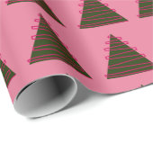 Abstracte groene boom op roze kerst cadeaupapier (Rol Hoek)