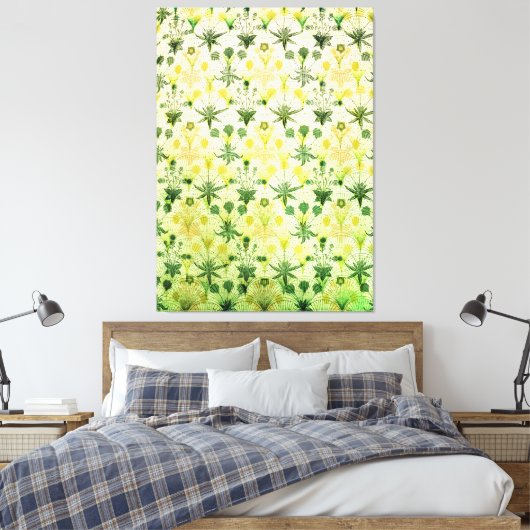 Abstracte groene botanische tuin Canvas Afdruk (Insitu (Slaapkamer))