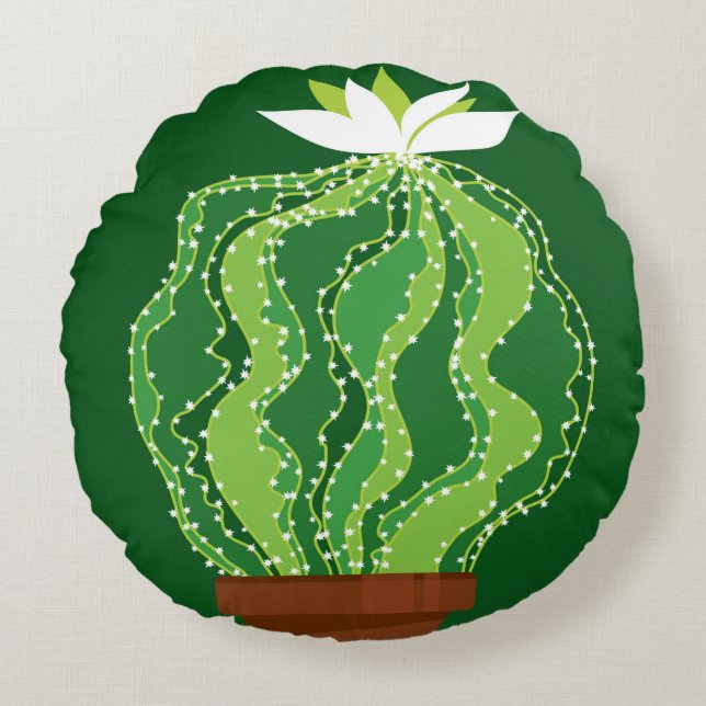 Abstracte groene cactus naadloos patroon rond kussen (Voorkant)