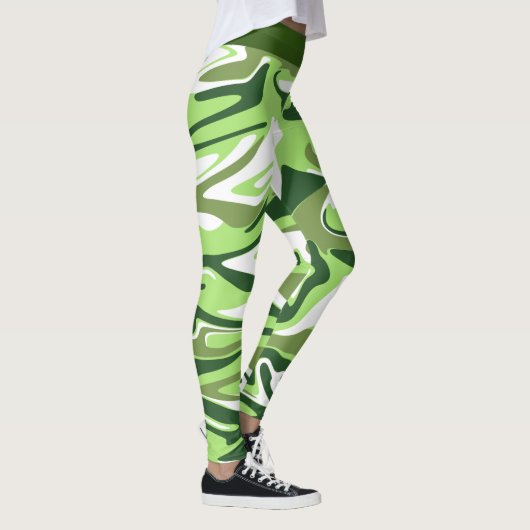Abstracte Groene Camouflage Marble St. Patrick's D Leggings (Rechts)