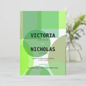 Abstracte groene cirkels en pleinen bruiloft uitno kaart (Staand voorkant)