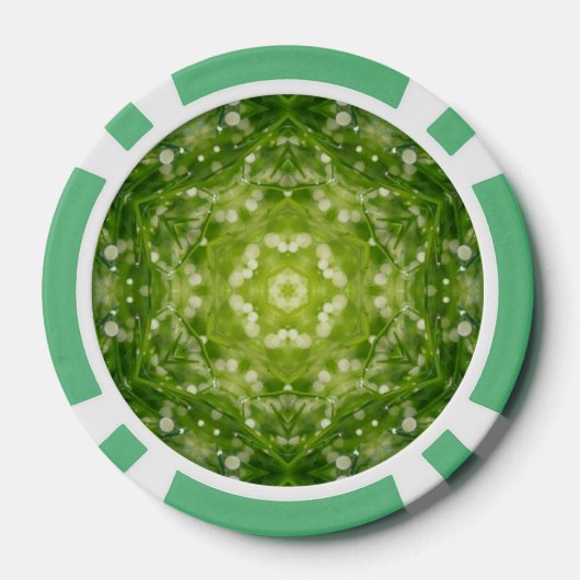 Abstracte groene decoratieve afdruk poker chips (Achterkant)