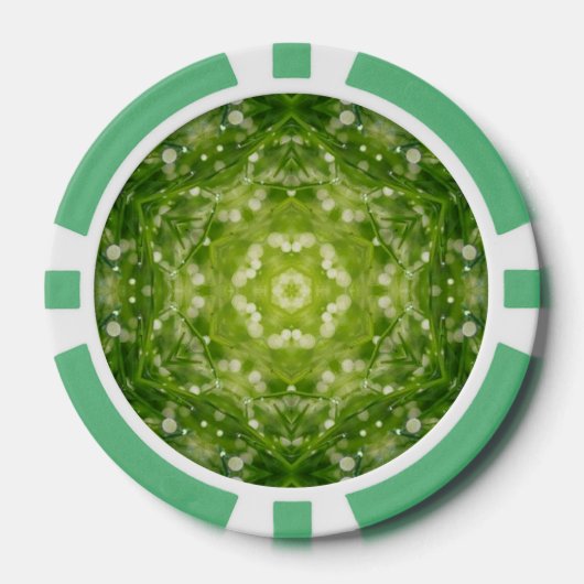 Abstracte groene decoratieve afdruk poker chips (Voorkant)