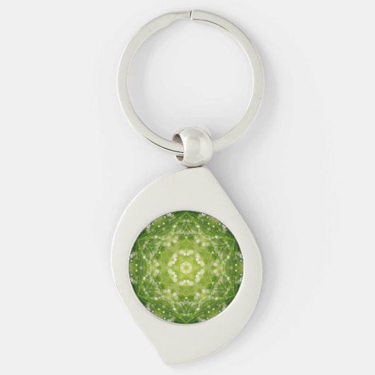 Abstracte groene decoratieve afdruk sleutelhanger (Voorkant)