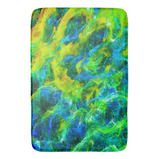 Abstracte Groene en Blauwe Vlamjes Badmat (Voorkant Verticaal)