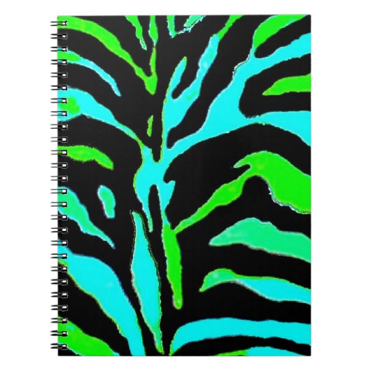 Abstracte groene en blauwe Zebra Afdrukken 2 Notitieboek (Voorkant)
