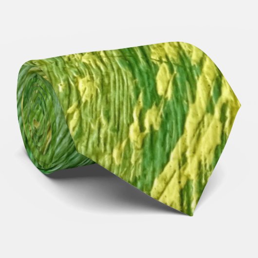 Abstracte groene en gele diagonale strepen stropdas (Opgerold)
