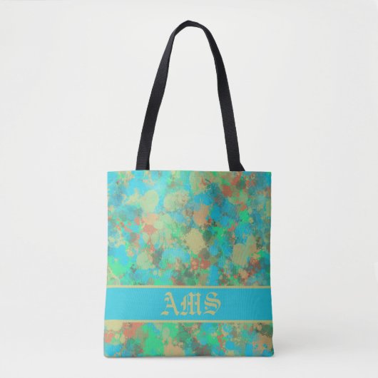 Abstracte groene en gele druppels tote bag (Voorkant)