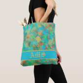 Abstracte groene en gele druppels tote bag (Dichtbij)