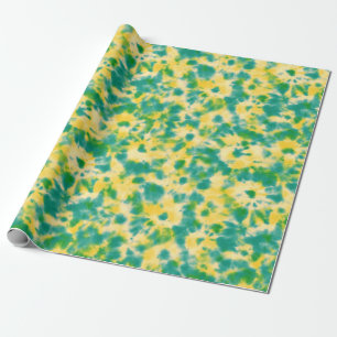 Abstracte Groene en Gele Waterverf Tie Dye Cadeaupapier