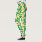 Abstracte Groene en Gele Waterverf Tie Dye Leggings (Links)