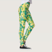 Abstracte Groene en Gele Waterverf Tie Dye Leggings (Rechts)