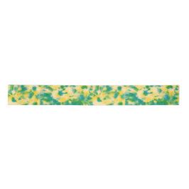 Abstracte Groene en Gele Waterverf Tie Dye Satijnen Lint