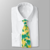 Abstracte Groene en Gele Waterverf Tie Dye Stropdas (Gebonden)