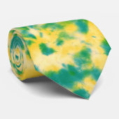 Abstracte Groene en Gele Waterverf Tie Dye Stropdas (Opgerold)
