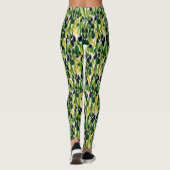 Abstracte groene en gouden bladeren leggings (Achterkant)