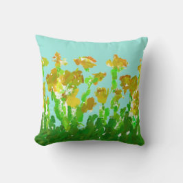 Abstracte groene en gouden bloem-polyester-werpkus kussen