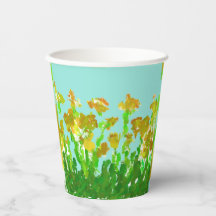 Abstracte groene en gouden bloemenpapieren bekers