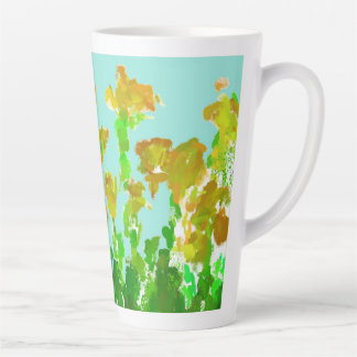 Abstracte groene en gouden bloemrijke hoge Latte-m Latte Mok