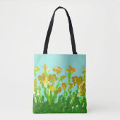 Abstracte groene en gouden bloemschoudertas tote bag (Voorkant)