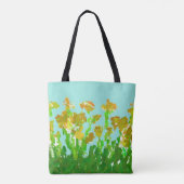 Abstracte groene en gouden bloemschoudertas tote bag (Achterkant)