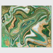 Abstracte groene en gouden vloeibare marmer cadeaupapier (Vlak)