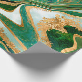 Abstracte groene en gouden vloeibare marmer cadeaupapier (Hoek)
