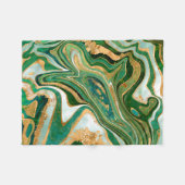 Abstracte groene en gouden vloeibare marmer fleece deken (Voorkant (Horizontaal))