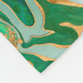 Abstracte groene en gouden vloeibare marmer fleece deken (Hoek)