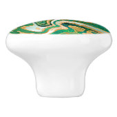 Abstracte groene en gouden vloeibare marmer keramische knop (Zijkant)