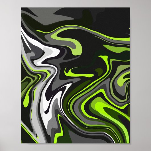 Abstracte groene en grijze vloeistofkunst met gedu poster (Voorkant)
