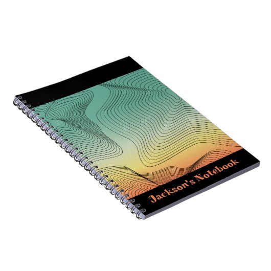 Abstracte groene en Oranje Gradient Spiral Notitie Notitieboek (Rechterzijde)