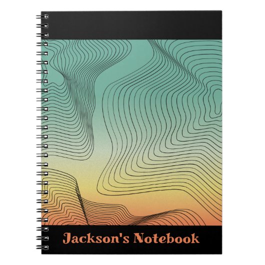Abstracte groene en Oranje Gradient Spiral Notitie Notitieboek (Voorkant)