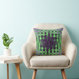 Abstracte groene en paarse golvende tie-dye wolken kussen