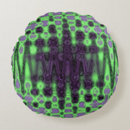 Abstracte groene en paarse golvende tie-dye wolken rond kussen