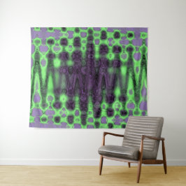 Abstracte groene en paarse golvende tie-dye wolken wandkleed
