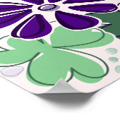 Abstracte Groene en Paarse Klaver & Bloemdoodle Poster (Hoek)