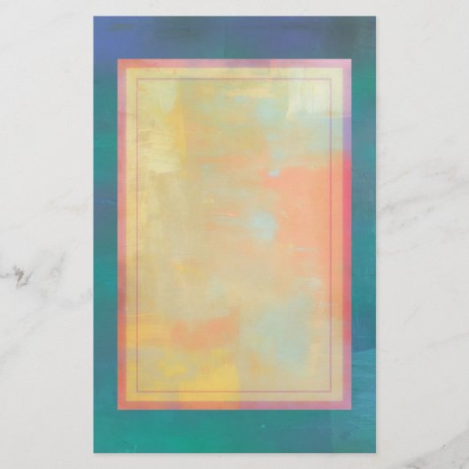 Abstracte Groene en Paarse Sereniteit Briefpapier (Voorkant)