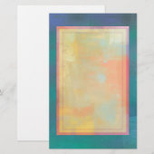 Abstracte Groene en Paarse Sereniteit Briefpapier (Voorkant / Achterkant)