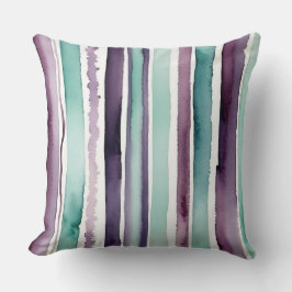 abstracte groene en paarse waterverf strepen kussen