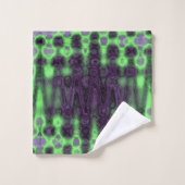 Abstracte groene en Paarse Wavy Tie Dye Clouds Bad Handdoek (Wasdoekje)