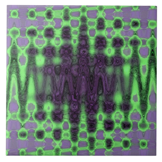 Abstracte groene en Paarse Wavy Tie Dye Clouds Tegeltje (Voorkant)