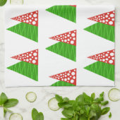 Abstracte groene en rode bomen keukenhanddoek (Gevouwen)