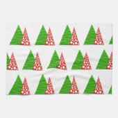 Abstracte groene en rode bomen keukenhanddoek (Horizontaal)